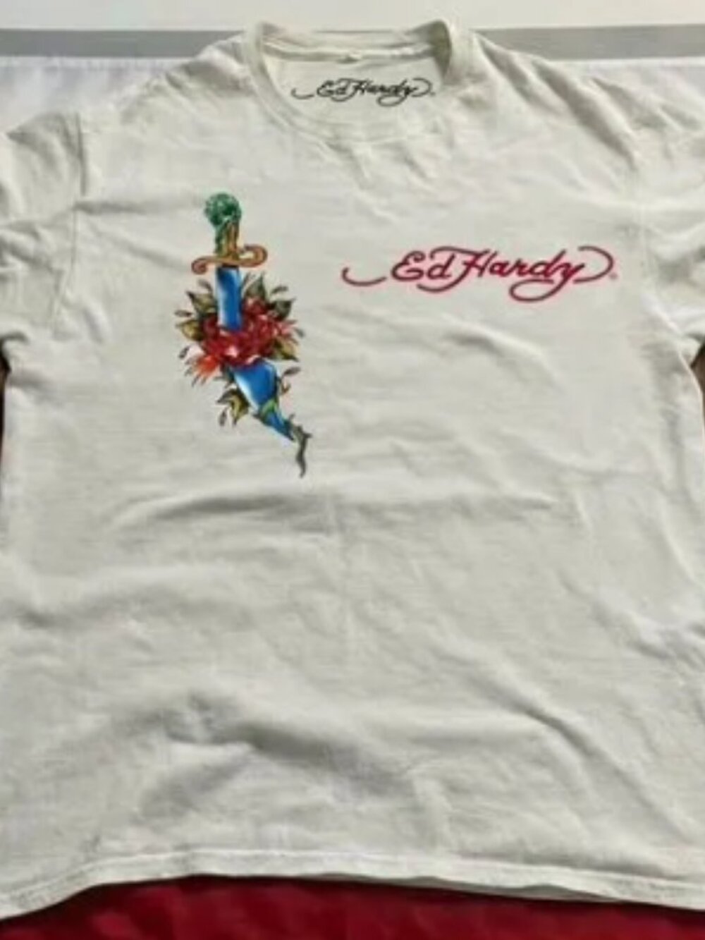 Ed Hardy Dagger Heart Graphic T-Shirt White